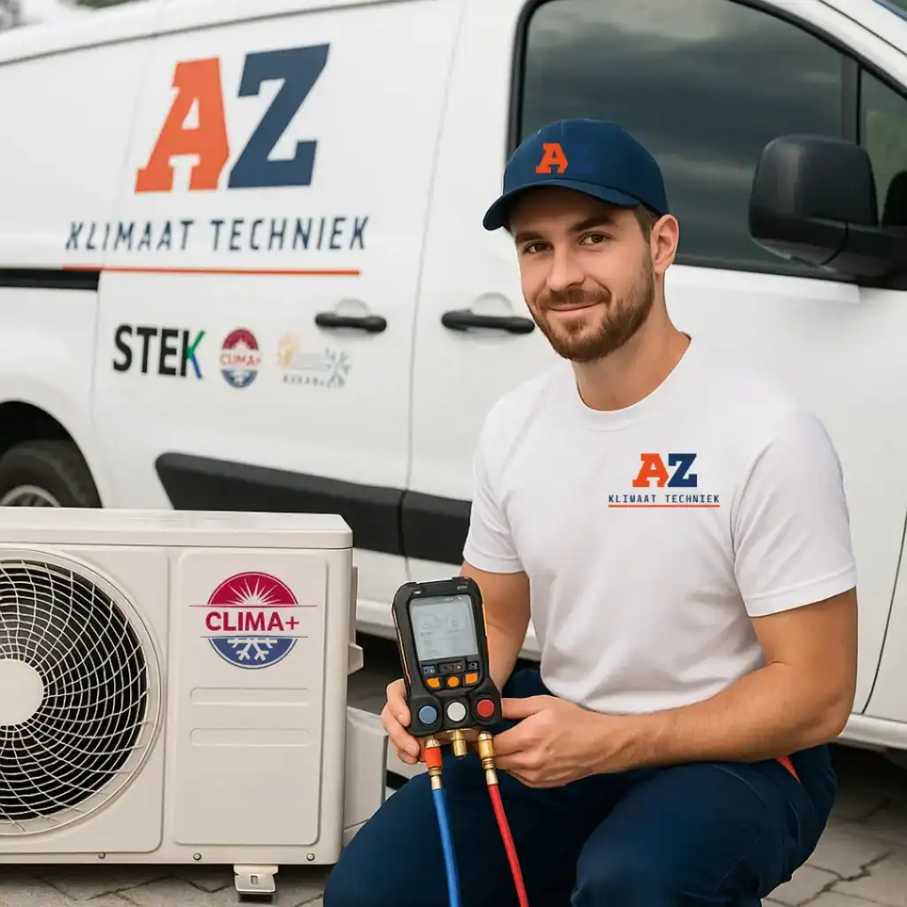 Monteur voert airco onderhoud en service uit – AZ Klimaat Techniek